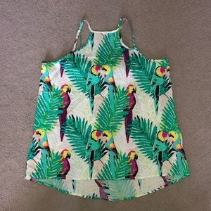 tropical bird print tank top